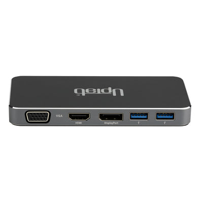 UPTab USB-C to HDMI UltraHD, DisplayPort 4K, VGA,  2x USB 3.0, USB-C 3.2 Port, USB-C for PD Adapter - Front